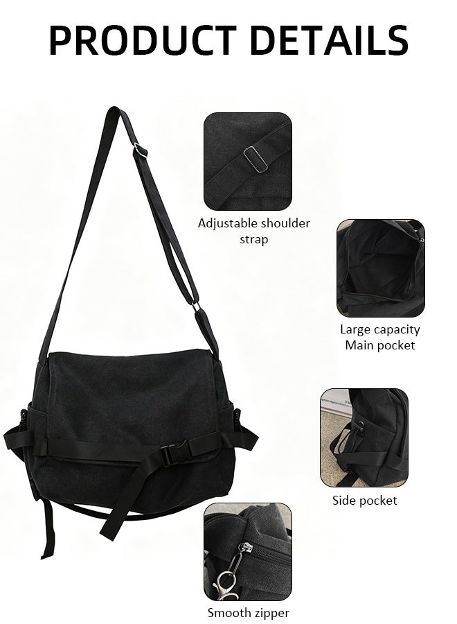 DUNISO Shoulder Tote Bag Canvas Handbag For Women And Men Large Capacity Crossbody Bag Fashionable Travel Messenger Shoulder Bag For College Students - Image 3