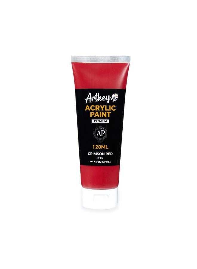 Artkey Acrylic Paint - Crimson Red (120 ml/4.06 oz) Tubes, Rich & Vibrant Pigments, Professional Artists Acrylic Paints - Art Supplies for Canvas Wood Rock Clay Fabric Ceramics Art Crafts Painting - Image 1