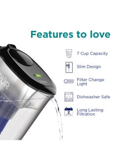 Pur PUR 7-Cup Water Filter Pitcher with 1 Genuine PUR Filter, 3-in-1 Powerful Filtration, BPA Free, Dishwasher Safe, Smoke, PPT710BA  - Image 2