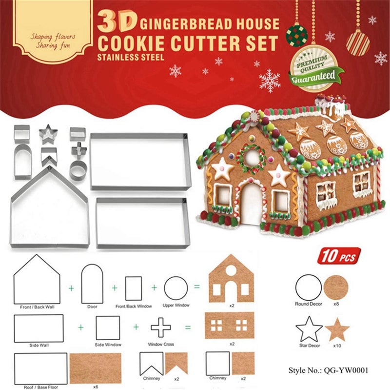 FantasyDay 3D Christmas Gingerbread House Cookie Cutters Set - Image 5