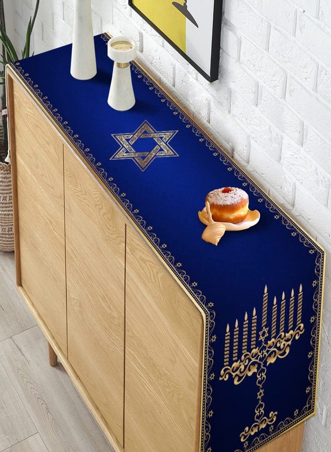 Pudodo Hanukkah Menorah Table Runner Star of David Chanukah Jewish Festival Holiday Fireplace Kitchen Dining Room Home Decoration - Image 4