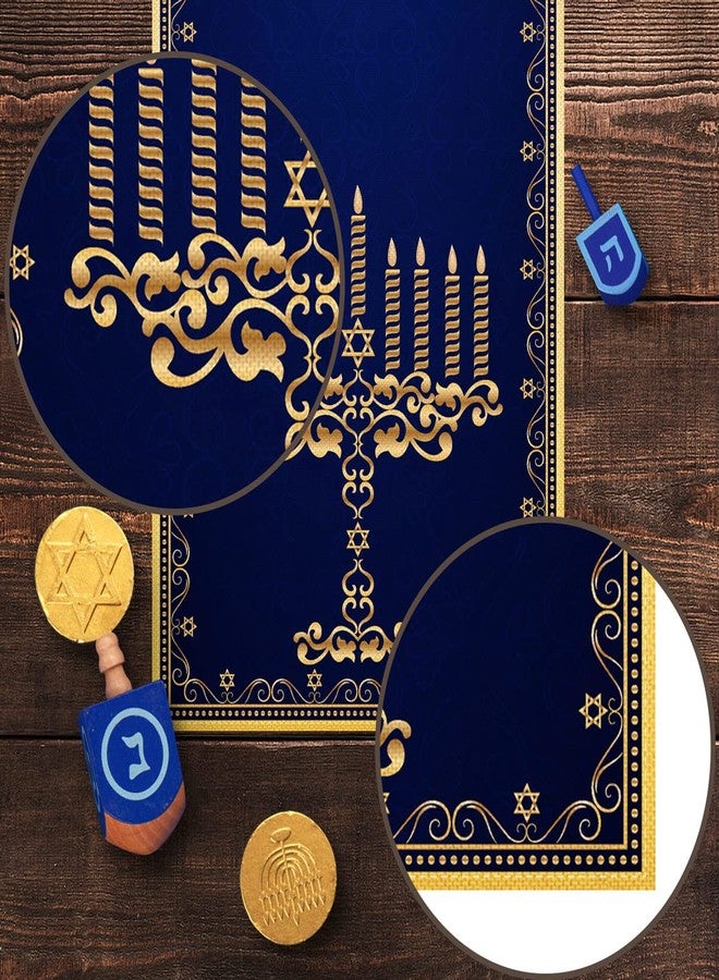 Pudodo Hanukkah Menorah Table Runner Star of David Chanukah Jewish Festival Holiday Fireplace Kitchen Dining Room Home Decoration - Image 5