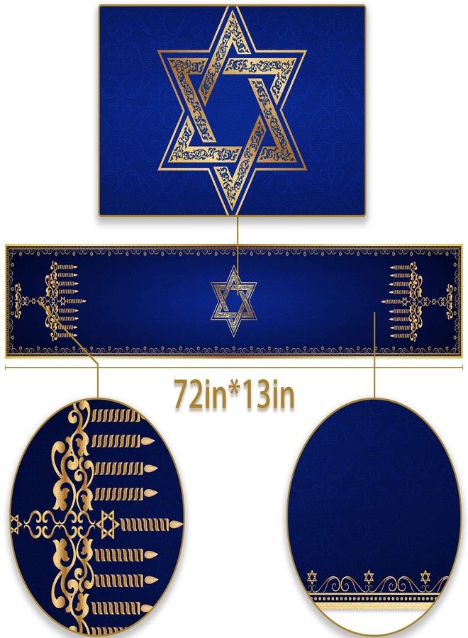 Pudodo Hanukkah Menorah Table Runner Star of David Chanukah Jewish Festival Holiday Fireplace Kitchen Dining Room Home Decoration - Image 3