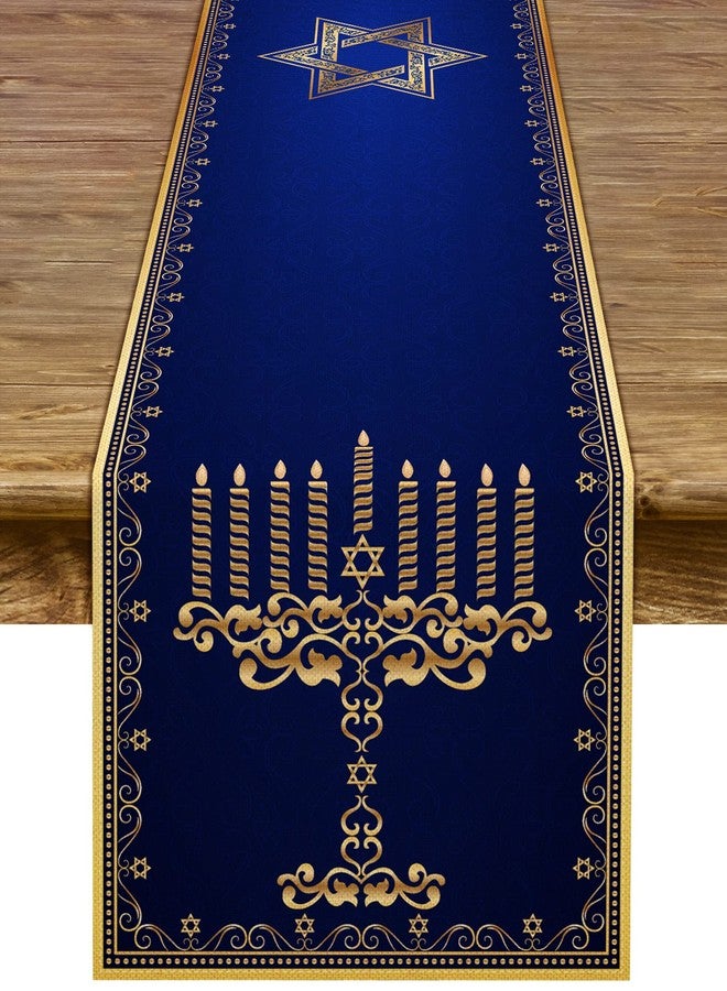 Pudodo Hanukkah Menorah Table Runner Star of David Chanukah Jewish Festival Holiday Fireplace Kitchen Dining Room Home Decoration - Image 1