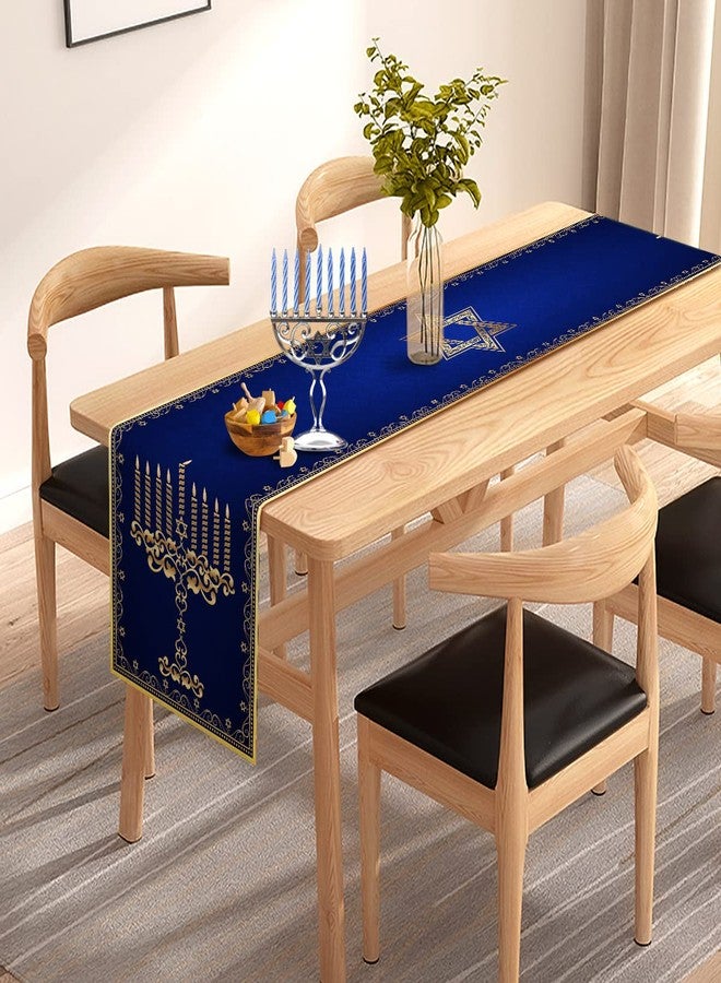 Pudodo Hanukkah Menorah Table Runner Star of David Chanukah Jewish Festival Holiday Fireplace Kitchen Dining Room Home Decoration - Image 2