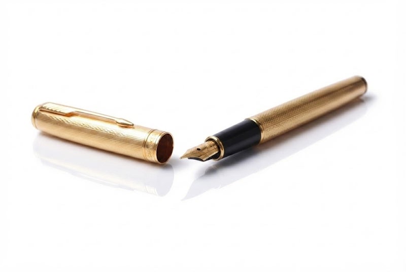 Parker Sonnet Lustre Gold Plated Fountain Pen, 18K Solid Gold Nib, France Luxury Vintage Collectible - Image 1