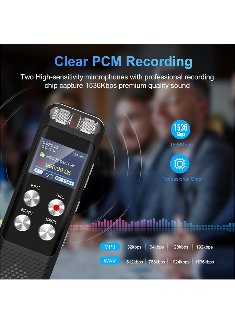 LAESO - 72GB Digital Voice Recorder: Voice Activated Recorders with Playback,Audio Recording Device with Clip-on Microphone for Lectures Meetings,Dictaphone Sound Portable Tape Recorder with Password, Walkman - Image 1