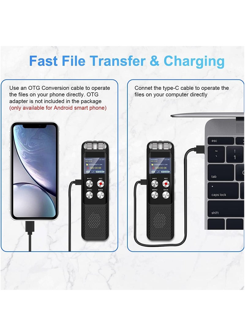 LAESO - 72GB Digital Voice Recorder: Voice Activated Recorders with Playback,Audio Recording Device with Clip-on Microphone for Lectures Meetings,Dictaphone Sound Portable Tape Recorder with Password, Walkman - Image 1