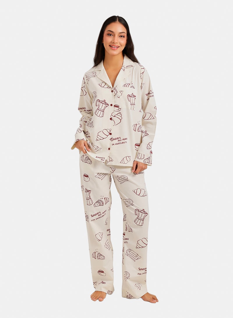 Carina Breakfast Print Pyjama - Image 1