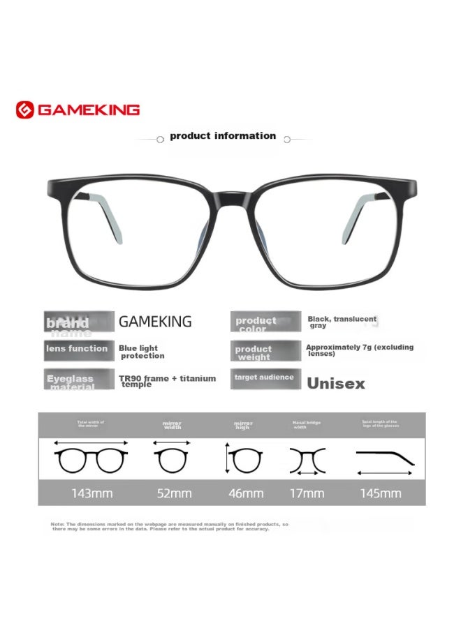Gameking Anti-blue Light Gl For Men And Women, Anti-radiation Gl, Prescription-free Eyeglass Frames, For Mobile Phones, Computers, And Gaming, Non-prescription Lenses, 3388 Black - Image 4