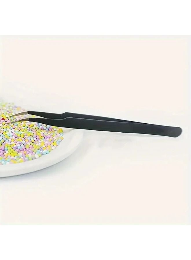 10 Pcs Black Metal Tweezers Curved Tip Jewelry Making Craft Precision Tools - Image 3