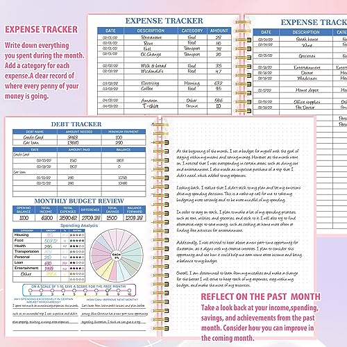 snootion Budget Planner - Monthly Finance Organizer with Expense Tracker Notebook to Manage Your Money Effectively, Undated Finance Planner/Account Book, Start Anytimem,A5(8.6x5.9 inchs),100gsm Paper - Pink - Image 4