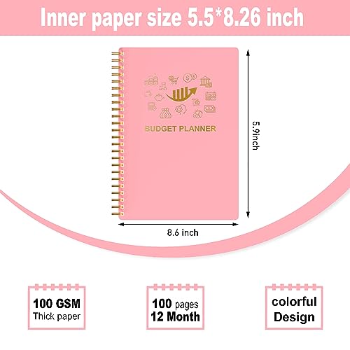 snootion Budget Planner - Monthly Finance Organizer with Expense Tracker Notebook to Manage Your Money Effectively, Undated Finance Planner/Account Book, Start Anytimem,A5(8.6x5.9 inchs),100gsm Paper - Pink - Image 5