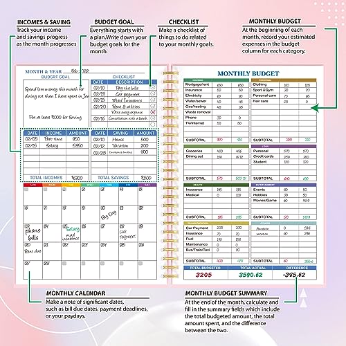 snootion Budget Planner - Monthly Finance Organizer with Expense Tracker Notebook to Manage Your Money Effectively, Undated Finance Planner/Account Book, Start Anytimem,A5(8.6x5.9 inchs),100gsm Paper - Pink - Image 3
