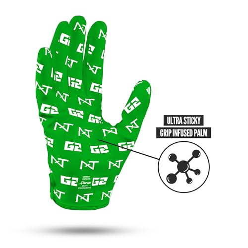 NXT NXTRND Nxtrnd G2 Pro Football Gloves Mens Ultra Sticky Elite Receiver Gloves Green Large - Image 3