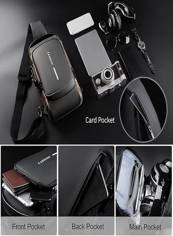 Luxoper Slim Waterproof Crossbody Sling Bag for Men Women, Anti-Theft Chest Bag with USB Charging, Hard Shell Shoulder Bag, Small Backpack for Travel, Outdoor Sports, Leisure, Work, Hiking, Casual Use - Image 2