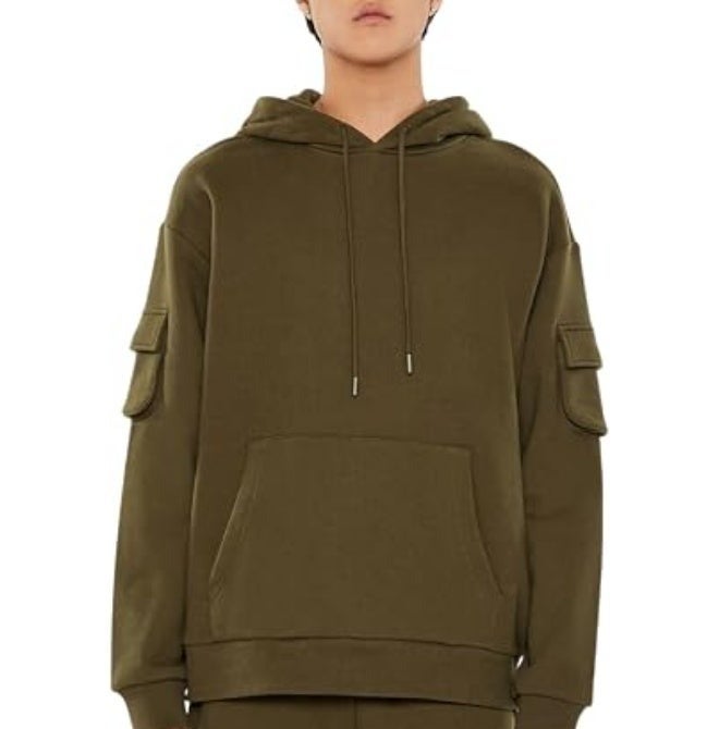 FOREVER 21 FOREVER21 Men French Terry Cargo Hoodie - Image 1