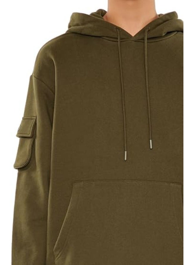 FOREVER 21 FOREVER21 Men French Terry Cargo Hoodie - Image 2
