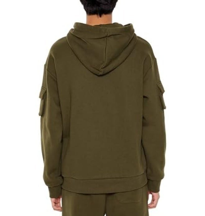 FOREVER 21 FOREVER21 Men French Terry Cargo Hoodie - Image 3