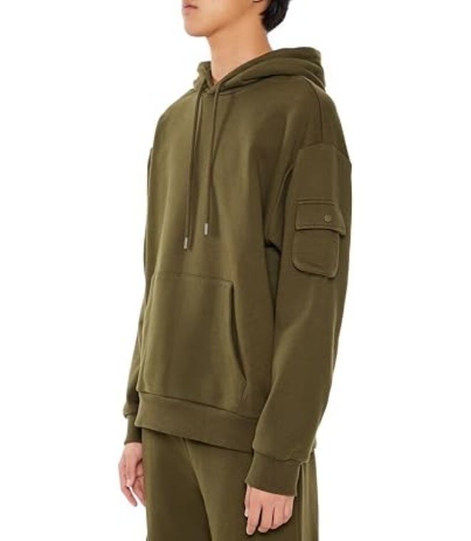 FOREVER 21 FOREVER21 Men French Terry Cargo Hoodie - Image 4
