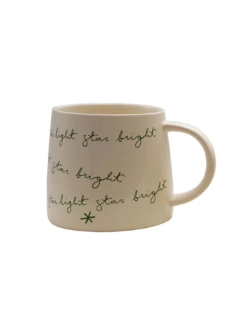 The Saffron Souk "Star Light" Festive Mug - Cream &amp; Green