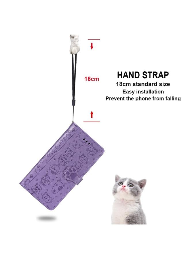 اس-توب جراب لهاتف Galaxy A70/A70S، جراب جلدي أفقي منقوش عليه قطة وكلب لطيف مع حامل / فتحة بطاقة / محفظة / حبل - Image 5