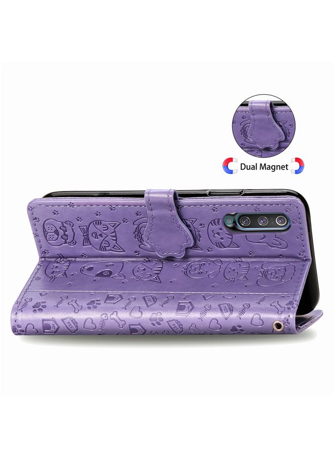 اس-توب جراب لهاتف Galaxy A70/A70S، جراب جلدي أفقي منقوش عليه قطة وكلب لطيف مع حامل / فتحة بطاقة / محفظة / حبل - Image 4