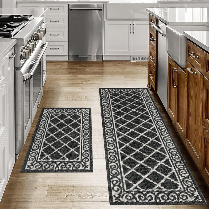 KITCHEN RUG SETS 2 PIECE WITH RUNNER NON SLIP KITCHEN RUGS AND MATS WASHABLE KITCHEN MATS SET FOR FLOOR KITCHEN CARPET RUG RUNNER FOR HALLWAY ENTRYWAY KITCHEN LAUNDRY