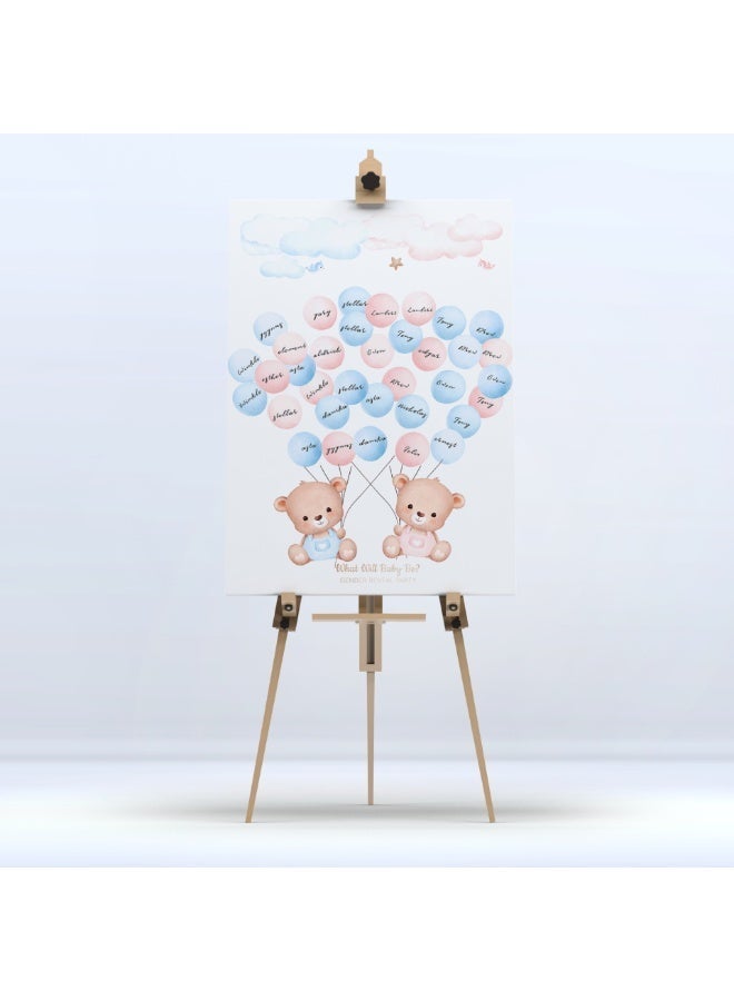 عالم البالونات 、لوحة تحديد جنس المولود مع ملصقات، لعبة تخمين جنس المولود باللونين الوردي والأزرق، 36 ملصقًا للتصويت (أولاد وبنات)، لعبة التصويت للضيوف، مناسبة لحفلات استقبال المولود. - Image 4