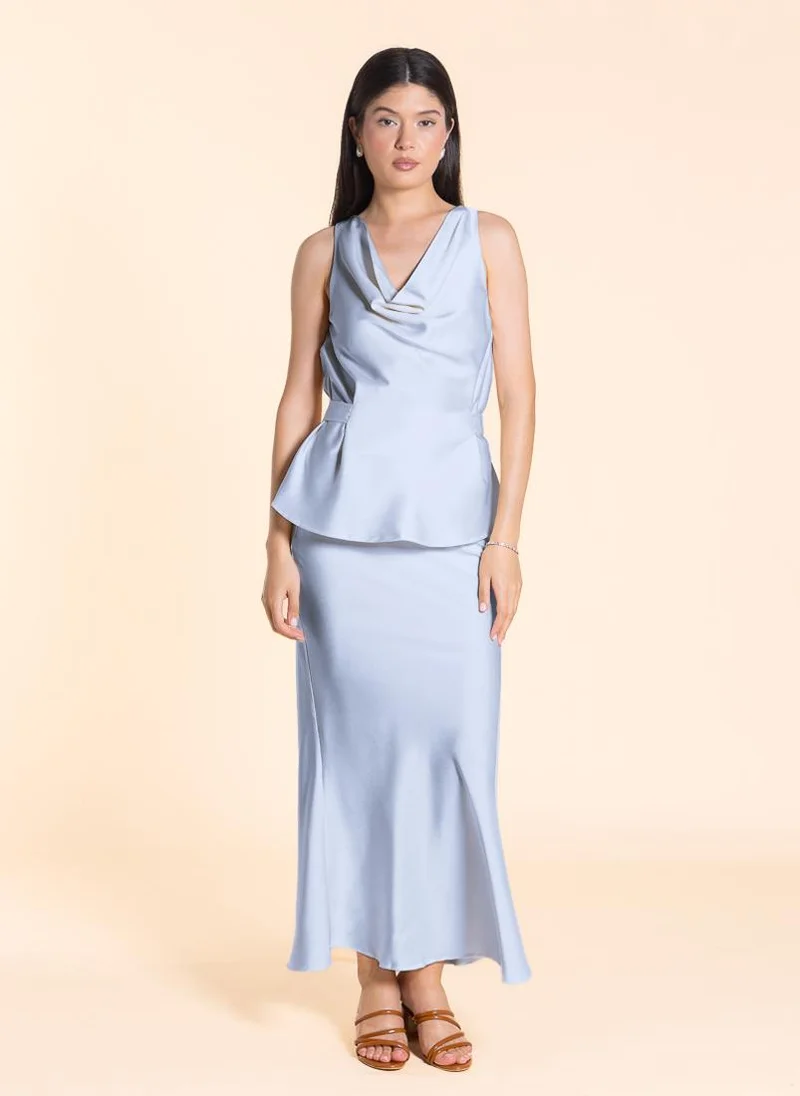 SHAPES DETAILED SATIN SKIRT SET