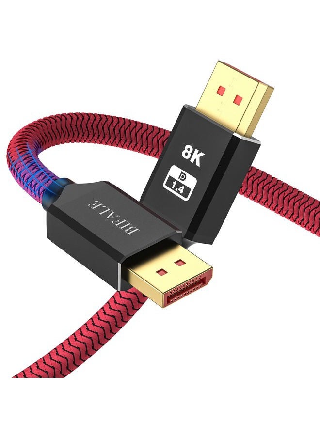 BIFALE 8k DisplayPort 1.4 Cable 25ft, DP 1.4 Cable Nylon Braided Supports (8K@60Hz, 4K@144Hz and 1080P@240Hz), HBR3, 32.4Gbps, HDCP 2.2, HDR, DSC 1.2 for Laptop PC TV Gaming Monitor - Image 1