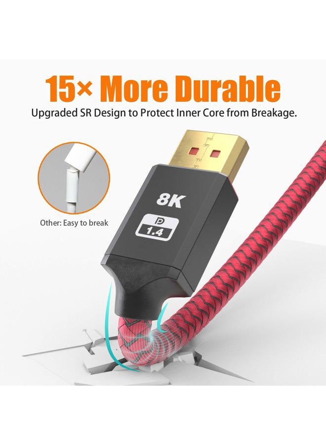 BIFALE 8k DisplayPort 1.4 Cable 25ft, DP 1.4 Cable Nylon Braided Supports (8K@60Hz, 4K@144Hz and 1080P@240Hz), HBR3, 32.4Gbps, HDCP 2.2, HDR, DSC 1.2 for Laptop PC TV Gaming Monitor - Image 4
