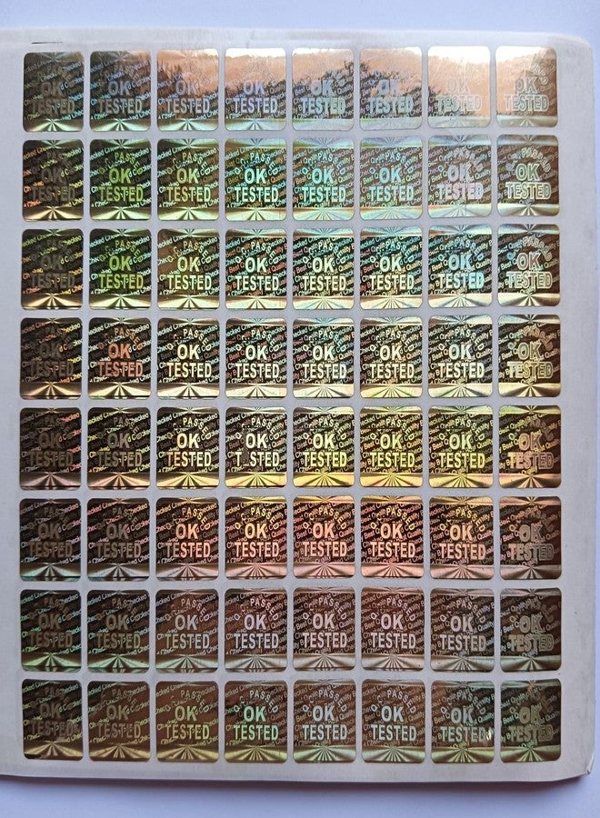 Sehgal Store Holograms Golden Stickers Square Shape Ok Tested 10 Sheets (19 mm) 640 Stickers Trustworthy Proof for Quality Assurance - Image 2