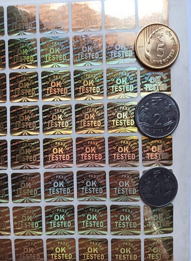 Sehgal Store Holograms Golden Stickers Square Shape Ok Tested 10 Sheets (19 mm) 640 Stickers Trustworthy Proof for Quality Assurance - Image 5