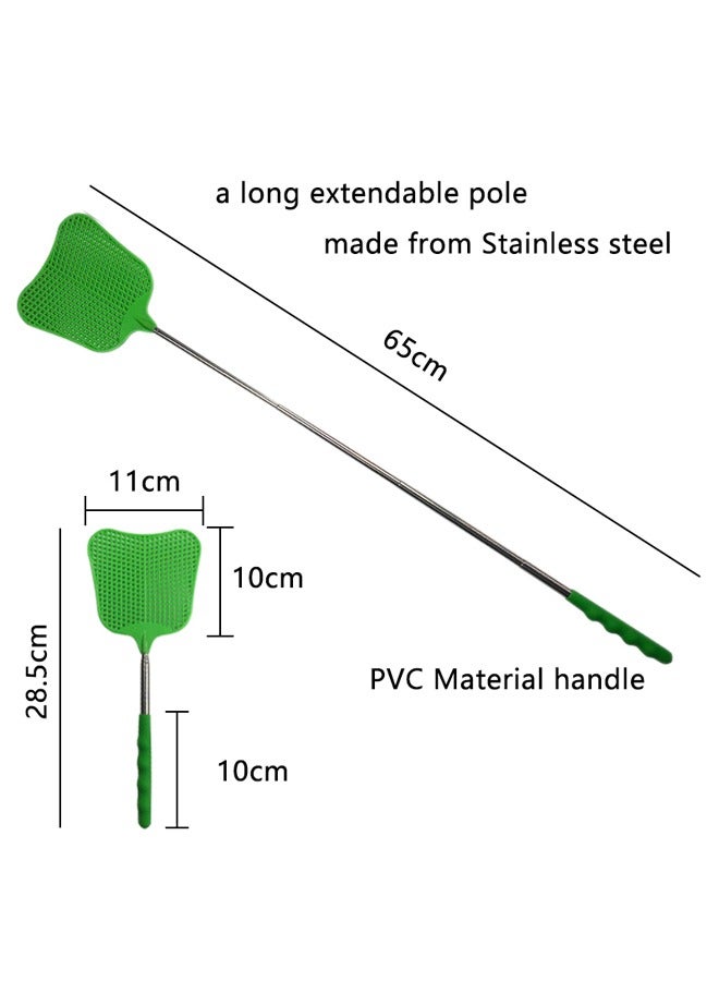 GUSGU 5pcs Fly Swatters Extendable, Plastic Fly Swatter Set Flexible and Durable, Telescopic Flyswatter with Stainless Steel Handle for Home, Classroom and Office ﻿  - Image 2