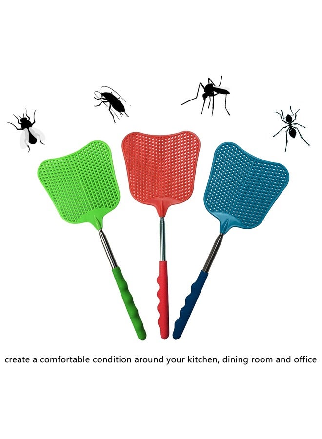 GUSGU 5pcs Fly Swatters Extendable, Plastic Fly Swatter Set Flexible and Durable, Telescopic Flyswatter with Stainless Steel Handle for Home, Classroom and Office ﻿  - Image 4
