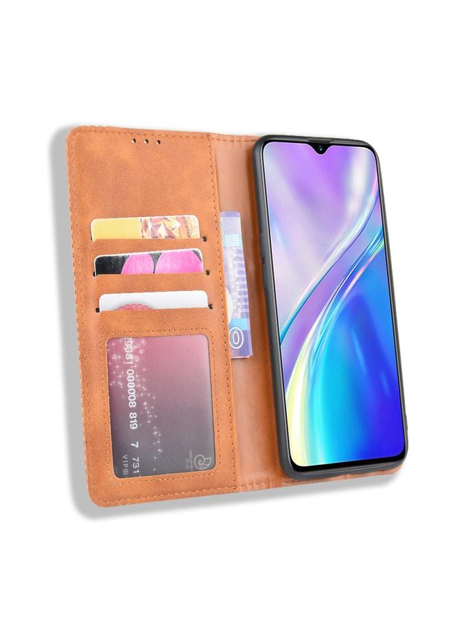 اس-توب جراب لهاتف Oppo Realme XT / Realme X2 / K5 بمشبك مغناطيسي بتصميم حصان مجنون كلاسيكي، جراب جلدي قلاب أفقي مع حامل وفتحات للبطاقات وإطار للصور - Image 5