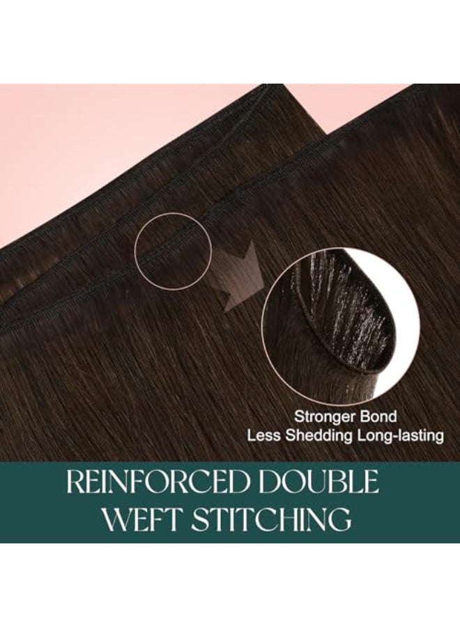 Easyouth Weft Hair Extensions Brown Straight Sew in Hair Extensions Human Hair Darkest Brown Soft and Smooth Sew in Weft Hair Extension Human Hair 18 Inch 100G - Image 3