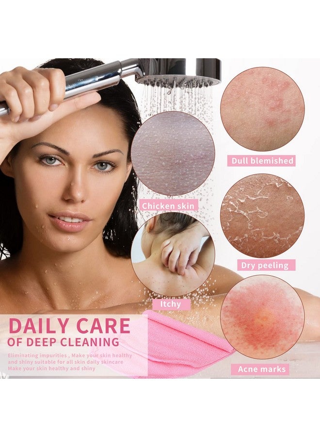 Prasacco 3Pack Exfoliating Gloves Back Exfoliating Towel Back Washer For Shower Back Scrubber For Shower Skin Washcloth Body Exfoliator Set For Women Men Pink - Image 5