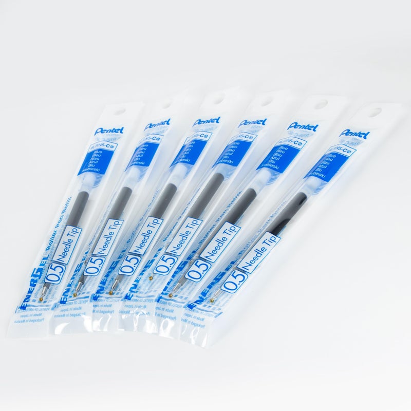 Pentel Refill Ink - for EnerGel Gel Pen, 0.5mm Needle Tip, Fine, Blue Ink, Pack of 6 Refills (LRN5-6C) - Image 2