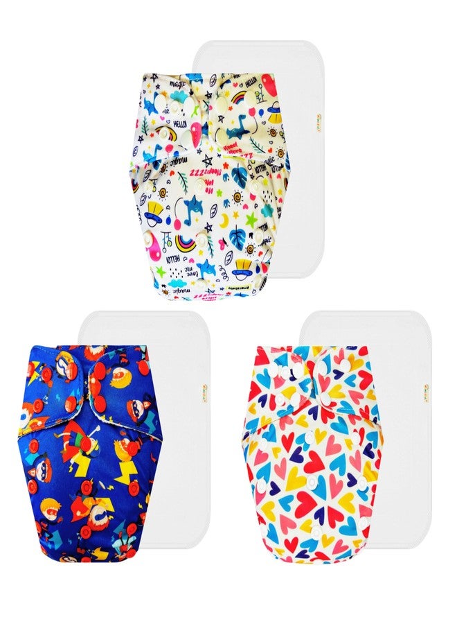 Dumbledo Premium Cloth Diaper with Cotton Insert (Pack of 3) | Soft & Gentle | Breathable | Easy to Clean | Everyday Diapering Essential | 3 Months - 3 Years | Unisex Baby - Image 1