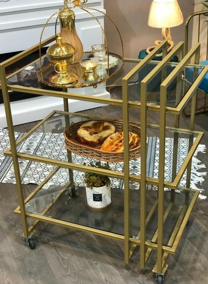 لينجوي عربة تقديم الطعام المعدنية، عربة تقديم الطعام، رف تخزين المطبخ متعدد الأغراض مع عجلات قابلة للقفل، عربة موفرة للمساحة  - Image 5