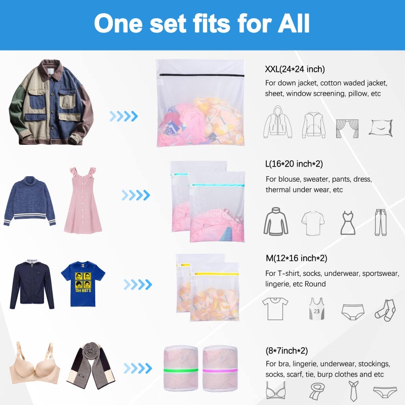 GOGOODA Mesh Laundry Bags, Delicates Washing Bags for Sweater Blouse Hosiery Bras Premium Wash Bags for Travel Storage Organization (7 Set) - Image 5