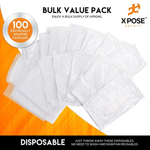 Xpose Safety 100 White Plastic Disposable Aprons for Cooking & more Individually Packaged, Durable 1 Mil Waterproof Polyethylene 24" x 48" - Image 5
