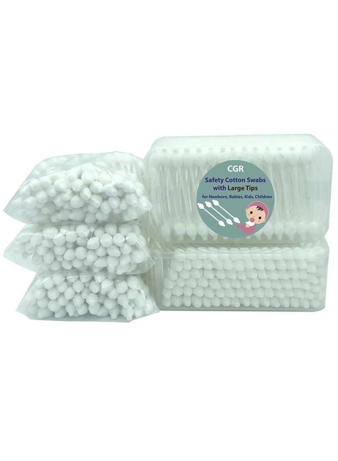 CGR 400pcs Baby Safety Cotton Swabs with Large Tips for Newborn, Babies, Kids, Children, 100% Organic Cotton, White Paper Sticks, 5 Pack of 80 Swabs Total(2 Boxes and 3 Bags) - Image 3