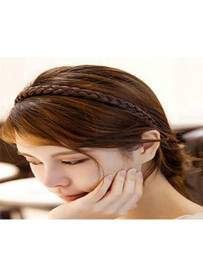 صن بيرد رباط شعر صناعي مضفر للنساء، ضفائر شعر مضفرة، وصلات شعر ناعمة، رباط شعر قابل للتمدد، مجموعة عالية الجودة من 2 رباط شعر خفيف الوزن (مجموعة من 2، رباط شعر تشوتي بني) - Image 2