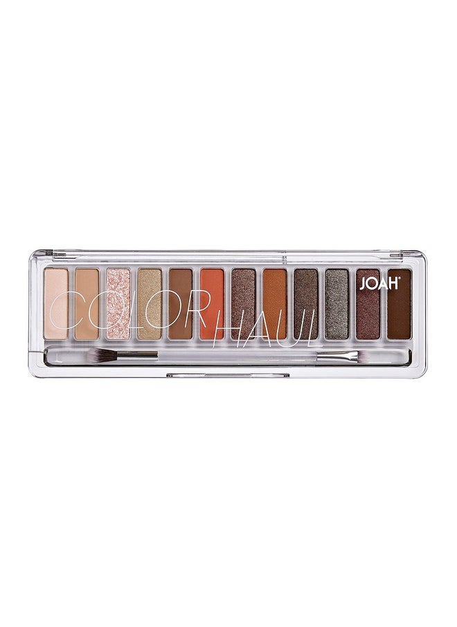 JOAH - Color Haul Eyeshadow Palette Travel Size Eye Makeup Kit Matte & Shimmer Eyeshadow Korean Makeup 12 Highly Pigmented Super Bendable Soft & Deep Colors Includes Brush Smokeshow - Image 1