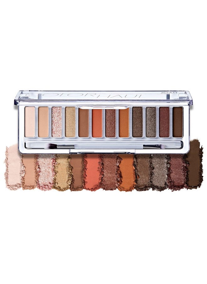 JOAH - Color Haul Eyeshadow Palette Travel Size Eye Makeup Kit Matte & Shimmer Eyeshadow Korean Makeup 12 Highly Pigmented Super Bendable Soft & Deep Colors Includes Brush Smokeshow - Image 1