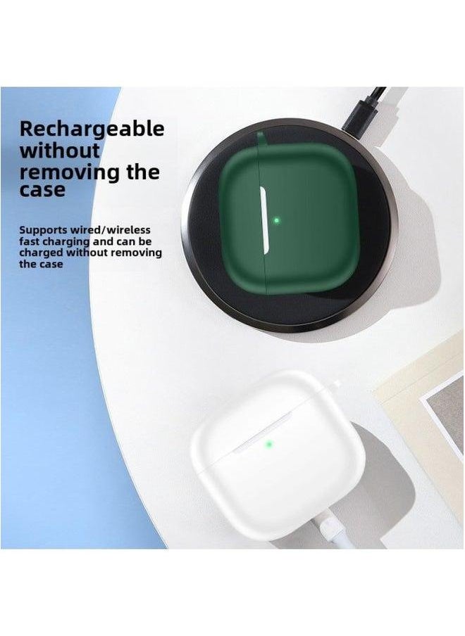 Generic - Suitable For 2024 AirPods 4Th Generation Protective Cover Apple Silicone Headphone Bluetooth Headset Soft Shell-Color:Dark Green [with Buttons] Single Pearlescent Bag Packaging-Model:2024 Airpods 4th - Image 1