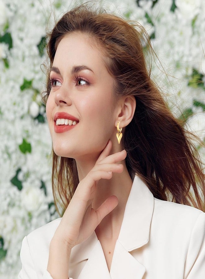 Jemant Chunky Heart Necklace For Women 14k Gold Plated Stainless Steel Snake Bone Bead Chain Trendy Heart Shape Hoops Earrings Dangling Hypoallergenic Non Tarnish Set Valentines Day Jewelry Gift For Her (Gold) - Image 3